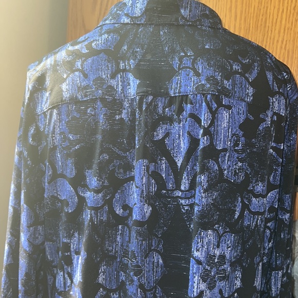 Alfani Black/Purple Contemporary Print Shirt. - Picture 4 of 6